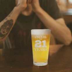 Cheers To 21 Years Twenty First Pint Beer Glass 21st Birthday Gift For Him Her (Clear, Glass) -Generic Furniture Shop 41rYngCU6EL