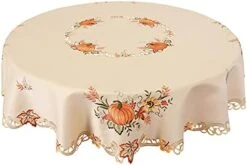 Embroidered Fall Autumn Harvest Pumpkins Tablecloth For Thanksgiving (Oval 57×84 Inches) -Generic Furniture Shop 41riQlX5S. AC 1