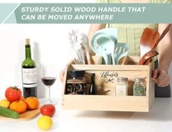 Kitchen Utensil Holder For Countertop With 4 Compartments, Wood Farmhouse Utensil Caddy With Handle, Kitchen Organizer For Cooking Tools (Utensil Not Included) -Generic Furniture Shop 41s6vuKnWRL