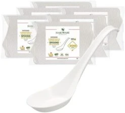 [600 COUNT] HAKOWARE By HARVEST PACK Disposable Asian Soup Spoons With Hook, Made From Cornstarch, For Take-out Ramen Pho Noodles -Generic Furniture Shop 41s8Br 3NBL. AC