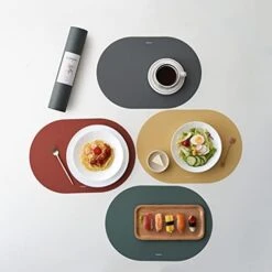 Silicone Placemats Set Of 4 For Dining Table, Leather Texture Finish, Dining Table Mat, Non-Slip, Oil Proof, Water Resistant, Heat Resistant, Stain Resistant, Easy To Clean (Combo) -Generic Furniture Shop 41sdUzzDo3S. AC