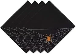 Halloween Party Tabletop Decor, Reusable & Machine Washable Cotton Fabric, Napkin Set, 20x20, Skulls Ghosts & Spider Webs, 6 Piece -Generic Furniture Shop 41t5kfMxEKS. AC 1