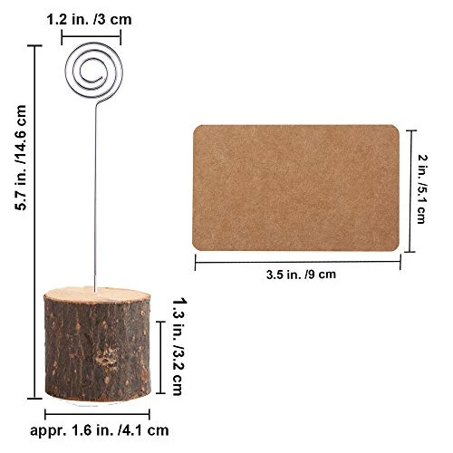 10Pcs Premium Wood Place Card Holders With Swirl Wire And 20 Pcs Kraft Place Cards, Rustic Wood Table Number Holders Stands, Name Cards Photo Holders For Wedding Party Sign Food Cards Label 2 10Pcs Premium Wood Place Card Holders With Swirl Wire And 20 Pcs Kraft Place Cards, Rustic Wood Table Number Holders Stands, Name Cards Photo Holders For Wedding Party Sign Food Cards Label - Image 2