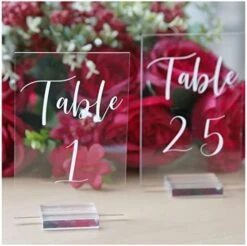 Acrylic Wedding Table Numbers 1-10 With Stands | 4x6 Inch Printed Calligraphy, Clear Table Number Signs And Holders | Perfect For Wedding Reception, Centerpiece Decoration, Event, Party -Generic Furniture Shop 41vASf1kIqL. AC