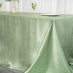 Tablecloths 90x156 Inch Sage Green Satin Rectangle Tablecloth Table Cover Linens For Wedding Table Cloth Party Reception Events Kitchen Dining, 90' X 156'