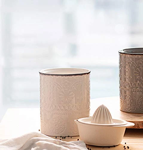 Kitchen Utensil Holder, 7.2”Extra Large Farmhouse Utensil Holders For Countertop, White Ceramic Utensil Crock, Anti Slip & Scratch Cork Bottom, Utensil Holder For Kitchen Counter 3 Kitchen Utensil Holder, 7.2”Extra Large Farmhouse Utensil Holders For Countertop, White Ceramic Utensil Crock, Anti Slip & Scratch Cork Bottom, Utensil Holder For Kitchen Counter - Image 3