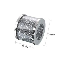 Handmade Silver Napkin Rings, Set Of 4 Cloth Holders With Sparkly Crystal Crushed Diamonds For Home Decor Gift, Metal Frame Round Rings For Party Decoration, Dining Table, Everyday, Family Gatherings -Generic Furniture Shop 41xCAQXnLoL