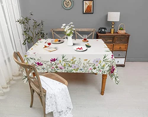 Spring Tablecloth Rectangle 52 X 70 Plant Floral Table Cloth Waterproof Oil-Proof Summer Flowers Wildflower Kitchen Spillproof Tablecloths Table Cover For Indoor And Outdoor Use 2 Spring Tablecloth Rectangle 52 X 70 Plant Floral Table Cloth Waterproof Oil-Proof Summer Flowers Wildflower Kitchen Spillproof Tablecloths Table Cover For Indoor And Outdoor Use - Image 2