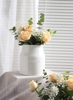 Kitchen Utensil Holder For Kitchen Counter, 7.2" White Utensil Caddy, Cooking Utensil Holder, Weighted Base & Non-Slip For Home Kitchen Décor, Housewarming Gift, Porcelain -Generic Furniture Shop 41yxeTvDPBL