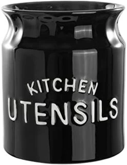 Karisky Utensil Holder, 6.5" Large Kitchen Utensil Holder For Kitchen Counter, Ceramic Cooking Utensil Crock, Decorative Utensil Caddy Organizer For Modern Farmhouse Kitchen Decor, Black -Generic Furniture Shop 41z8hibAyGL. AC
