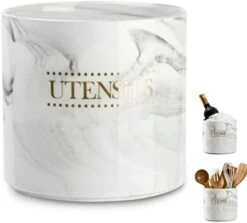 Kitchen Utensil Holder Large Utensil Holder For Countertop, Modern Ceramic Cooking Utensil Crock Heavy Spatula Holder, 6.7 Inches Gray Marble Utensils Organizer For Home Decor -Generic Furniture Shop 41zIq4lO4WL. AC