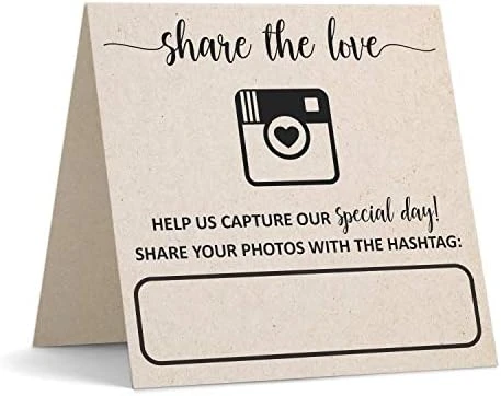Wedding Hashtag Signs 5" X 5" Folded (Set Of 24) Rustic Kraft Tan Tent Cards For Table Placecard - Square Write On Large Oh Snap Photo Share Love - Made In USA 5 Wedding Hashtag Signs 5" X 5" Folded (Set Of 24) Rustic Kraft Tan Tent Cards For Table Placecard - Square Write On Large Oh Snap Photo Share Love - Made In USA - Image 5