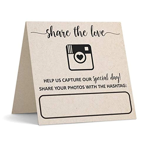 Wedding Hashtag Signs 5" X 5" Folded (Set Of 24) Rustic Kraft Tan Tent Cards For Table Placecard - Square Write On Large Oh Snap Photo Share Love - Made In USA 1 Wedding Hashtag Signs 5" X 5" Folded (Set Of 24) Rustic Kraft Tan Tent Cards For Table Placecard - Square Write On Large Oh Snap Photo Share Love - Made In USA