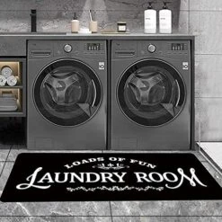 ABREEZE Black Laundry Room Runner Rug Laundry Room Rug Laundry Floor Mat Durable Washhouse Mat Black Rug Non-Slip Doormat Farmhouse Rug (20"x59", Black Flower)… -Generic Furniture Shop 51 cgkIMaQL. AC