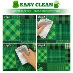 St. Patrick’s Day Tablecloth, Green Lucky Shamrock Table Cloth, Buffalo Plaid Checkered Tablecloths, Four Leaf Clovers Waterproof Tablecloth Rectangle For Dinner Party Decoration, 60 X 84 Inch -Generic Furniture Shop 5100qWaL8RL