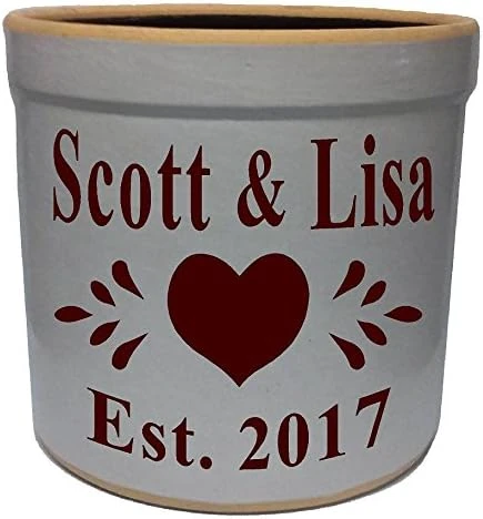 2 Gallon Personalized Stoneware Crock - Heart 5 2 Gallon Personalized Stoneware Crock - Heart - Image 5
