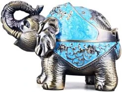 Elephant Decorative Ashtray With Lid For Cigarettes Metal Smoking Ash Tray Ashtrays For Smoker Windproof Cigarette Ashtrays For Outdoor Indoor Fancy Gift For Men Women Weed Smokers (Dark Green) -Generic Furniture Shop 510Fbk3rSL. AC