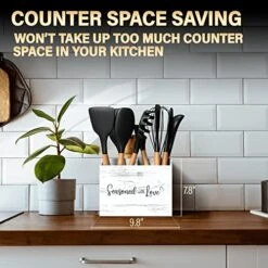 Cooking Utensil Holder, Cute Kitchen Counter Organizer, Utensil Caddy, Lovely Farmhouse Kitchen Decor (White) -Generic Furniture Shop 510OJBUZaSL