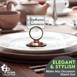 Place Card Holder (12 Pack) Antique Copper – Beautiful Rustic Table Cardholder For Wedding Tabletop Banquet Menu Holders Bronze Clip Table Reserved Seat Number Recipe Holder Restaurants Weddings Party -Generic Furniture Shop 5110l546c8L