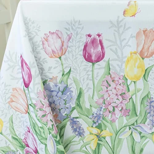 Spring Tablecloth, Fabric Spillproof Indoor/Outdoor Easter And Spring Table Cloth (Fiona, 60" X 84" Rectangular) 2 Spring Tablecloth, Fabric Spillproof Indoor/Outdoor Easter And Spring Table Cloth (Fiona, 60" X 84" Rectangular) - Image 2