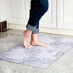 Cosilyt 1/10 Inch Ultra Thin Front Door Mat Rug Indoor Entrance Inside Non Slip, Large Waterproof Rubber Kitchen Rug And Interior Home Washable Door Mat, 24"×35", Baroque Grey -Generic Furniture Shop 511KagPqyIL. AC
