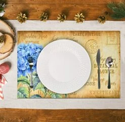 Disposable Hydrangea Paper Place Mats 50 Pack 11”x 17” Rectangle Summer Floral Hydrangeas Chargers Place Mat For Spring Bloom Blue Flower Vintage Postcard Table Mat Dinner Party Supplies Decor -Generic Furniture Shop 511d89fUwLL
