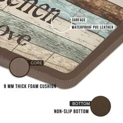 Farmhouse Kitchen Mats Cushioned Anti-Fatigue Comfort Mat For Home & Office Ergonomically Engineered Memory Foam Kitchen Rug Waterproof Non-Skid, 47" By 17",Happiness -Generic Furniture Shop 511lrCSvdLL