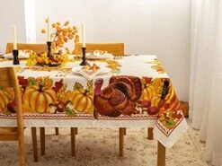 Printed Fall Tablecloth, Thanksgiving Harvest Party Collection - Wrinkle Free Table Cloth For Kitchen Dining Tabletop Decoration Parties Harvest, 60 X 120 Inch Rectangle