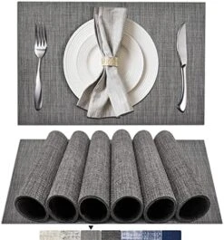 Placemats Set Of 6, Woven Vinyl Placemats, Washable & Durable Table Placemats, Indoor/Outdoor Use Table Mats, Grey 25 Placemats Set Of 6, Woven Vinyl Placemats, Washable & Durable Table Placemats, Indoor/Outdoor Use Table Mats, Grey -Generic Furniture Shop 511zpFBWkGL. AC