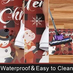 U'Artlines 2 Piece Christmas Kitchen Rugs, Anti Fatigue Cushioned Christmas Elk Santa Claus Non Slip Waterproof Heavy Duty Comfort Standing Mats For Winter Holiday Home Party Decorations (Red) -Generic Furniture Shop 5120U4s3AUL
