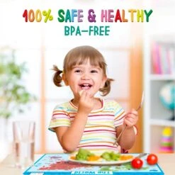 Educational Placemats For Kids: Solar System, Human Body Chart, World Geography, And USA Map – Set Of 4 Reusable, Non-Slip, Silicone Eating Mats For Kitchen Counter Or Dining Table, Explore -Generic Furniture Shop 512WOpRmcDL