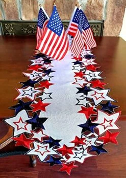 Holiday Patriotic Table Runner 4th Of July Independence Day Embroiderd Cutwork Blue&Red Stars Dresser Scarf For American Memorial Day Holiday Tabletop Decoration (Rectangular, 13"X34") 12 Holiday Patriotic Table Runner 4th Of July Independence Day Embroiderd Cutwork Blue&Red Stars Dresser Scarf For American Memorial Day Holiday Tabletop Decoration (Rectangular, 13"X34") -Generic Furniture Shop 512fXbAPr5L