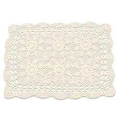 Gracebuy 16x23 Inch Rectangle Beige Handmade Cotton Crochet Lace Placemat Doilies
