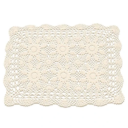Gracebuy 16x23 Inch Rectangle Beige Handmade Cotton Crochet Lace Placemat Doilies 1 Gracebuy 16x23 Inch Rectangle Beige Handmade Cotton Crochet Lace Placemat Doilies