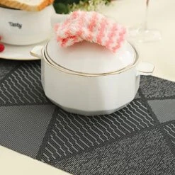 Placemats Heat Resistant Non Slip Washable PVC Place Mat, Woven Vinyl Placemats Set Of 4 (Geometric Line Black Grey) -Generic Furniture Shop 5130IvUeS5L
