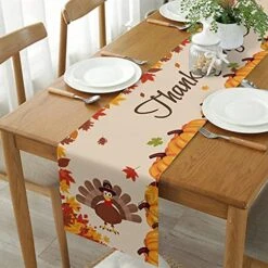 Thanksgiving Table Runner With Placemats Set Of 6 - Happy Thanksgiving Turkey Autumn Fall Harvest Pumpkin Maple Leaves 13 X 90 Inch Table Runner Set Cotton Linen Table Mats For Dining Table 18 Thanksgiving Table Runner With Placemats Set Of 6 - Happy Thanksgiving Turkey Autumn Fall Harvest Pumpkin Maple Leaves 13 X 90 Inch Table Runner Set Cotton Linen Table Mats For Dining Table -Generic Furniture Shop 513OfN2ksXS