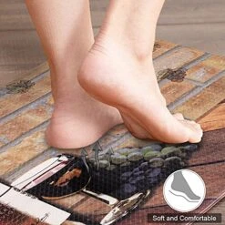 LEEVAN Kitchen Rug Set, Kitchen Floor Mats 2 Piece PVC Leather Anti Fatigue Comfort Heavy Duty Standing Mat Waterproof Oil Proof Non-Skid Rubber Back Washable Doormat Bathroom Area Rug Carpet -Generic Furniture Shop 513PQxb5rLS