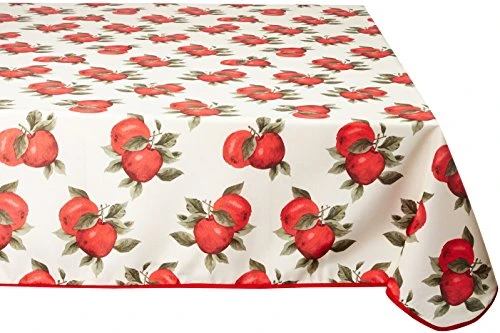 Classic Euro Apples Tablecloth With Large Apples Design, 60" X 84" 1 Classic Euro Apples Tablecloth With Large Apples Design, 60" X 84"
