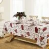 Pine Hill Christmas Tree Farm Fabric Holiday Tablecloth - Nostalgic Retro Christmas Farm Truck Print No Iron And Stain Resistant Fabric Tablecloth, 52” X 70” Oblong/Rectangle