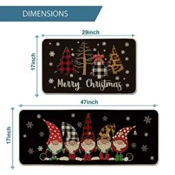 Artoid Mode Buffalo Plaid Christmas Tree Gnomes Black Decorative Kitchen Rugs Set Of 2, Winter Holiday Party Low-Profile Floor Mat Merry Christmas Decorations For Home Kitchen - 17x29 And 17x47 Inch -Generic Furniture Shop 513loKRmQsL