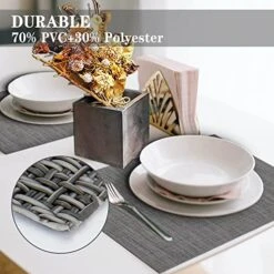 Placemats Set Of 6, Woven Vinyl Placemats, Washable & Durable Table Placemats, Indoor/Outdoor Use Table Mats, Grey 17 Placemats Set Of 6, Woven Vinyl Placemats, Washable & Durable Table Placemats, Indoor/Outdoor Use Table Mats, Grey -Generic Furniture Shop 513lqJP9QWL