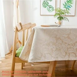 70 X 70 Inch Square Damask Jacquard Tablecloth Table Cover - Waterproof/Spill Proof/Stain Resistant/Wrinkle Free/Heavy Duty - Great For Banquet, Parties, Dinner, Kitchen, Wedding (Beige) -Generic Furniture Shop 513pShrOJwL