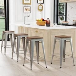 24 Inch Bar Stools Set Of 4 Counter Height Stools Stackable Bar Stool Backless Metal Barstools White Cream Counter Stools Indoor For Kitchen & Island&Dining Chairs Set Of 4 19 24 Inch Bar Stools Set Of 4 Counter Height Stools Stackable Bar Stool Backless Metal Barstools White Cream Counter Stools Indoor For Kitchen & Island&Dining Chairs Set Of 4 -Generic Furniture Shop 5149I76gvnL. AC