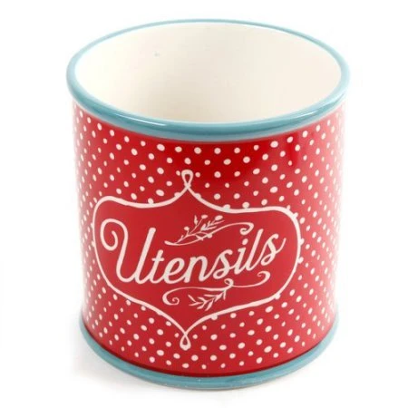 Flea Market 4-Piece Utensil Set With Crock Holder - Polka Dot 2 Flea Market 4-Piece Utensil Set With Crock Holder - Polka Dot - Image 2