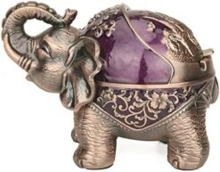 Elephant Decorative Ashtray With Lid For Cigarettes Metal Smoking Ash Tray Ashtrays For Smoker Windproof Cigarette Ashtrays For Outdoor Indoor Fancy Gift For Men Women Weed Smokers (Dark Green) -Generic Furniture Shop 514TjaNdr3L. AC