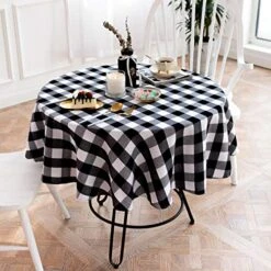 Uffalo Plaid Round Tablecloth Checkered Cotton Linen Table Cover For Kitchen Dining Room Home Decor ( Round - 48 Inch, White & Black ) 18 Uffalo Plaid Round Tablecloth Checkered Cotton Linen Table Cover For Kitchen Dining Room Home Decor ( Round - 48 Inch, White & Black ) -Generic Furniture Shop 514mnt7rkBL