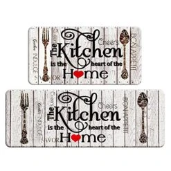Farmhouse Kitchen Mats Sets 2 Piece Cushioned Anti-Fatigue Comfort Mat For Home & Office Ergonomically Engineered Memory Foam Kitchen Rug Waterproof Non-Skid, 30" By 17" + 47" By 17",Home