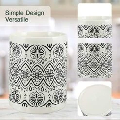 Kitchen Utensil Holder For Countertop, Large Ceramic Utensil Holder Farmhouse Utensil Crock For Kitchen & Dining Table, White Cooking Utensil Holder, Graffiti Style 002 -Generic Furniture Shop 514r9gHTULL