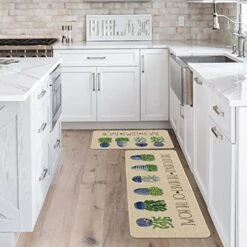 Artoid Mode Home Sweet Home Cactus Green Plant Pot Decorative Kitchen Mats Set Of 2, Home Seasonal Summer Holiday Party Low-Profile Floor Mat - 17x29 And 17x47 Inch -Generic Furniture Shop 5157E6IXwFL