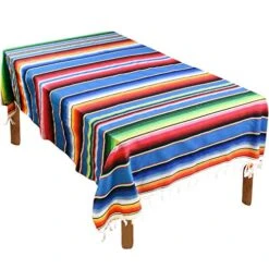 Mexican Serape Blanket Tablecloth 59 X 84 Inch For Mexican Wedding Party Decorations Outdoor Picnics Dining Table, Large Square Cotton Table Cloth